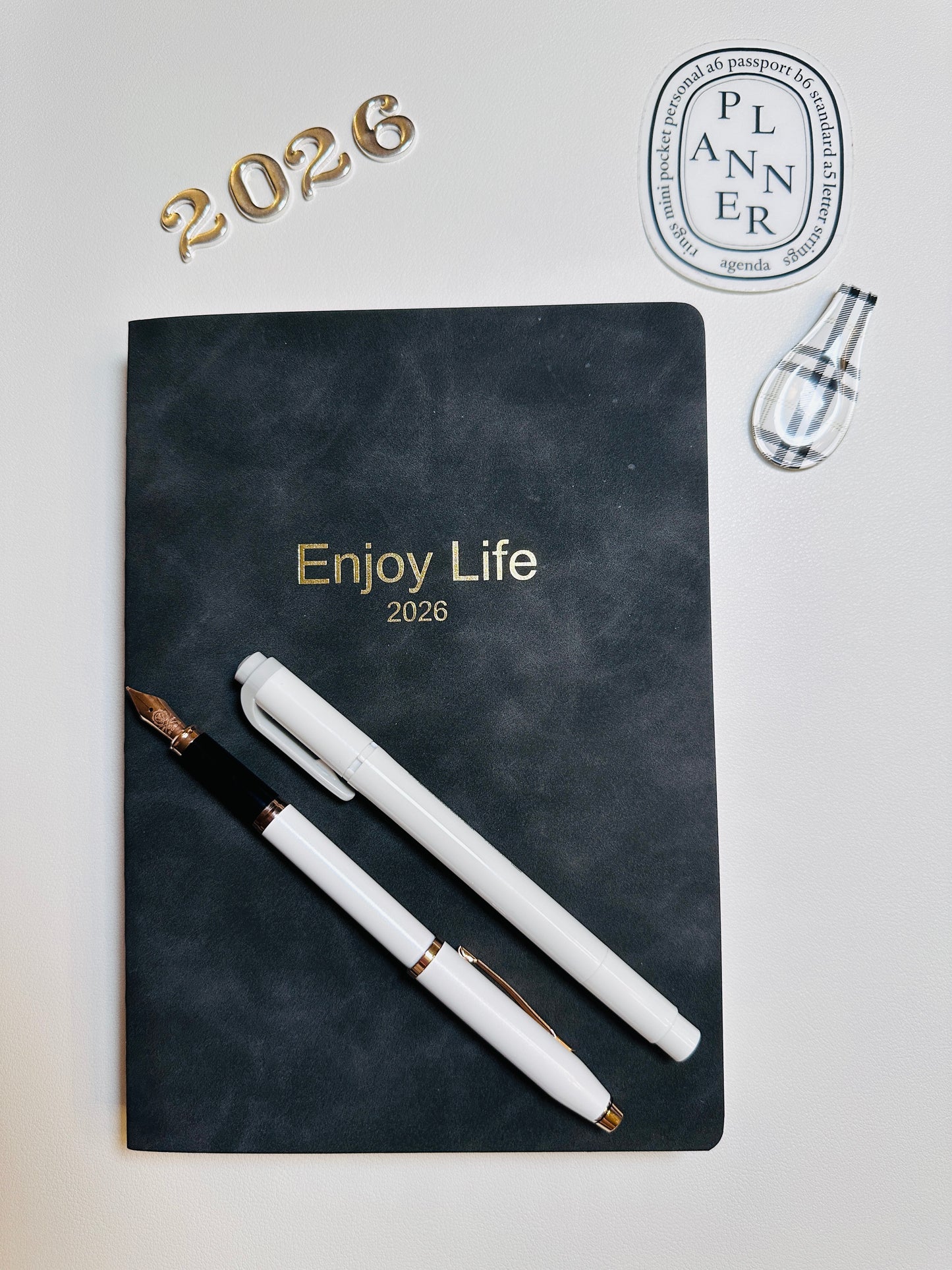 Enjoy Life 2026 Black Marbled PU Leather with Gold Lettering Limited Supply | Ready to Ship!