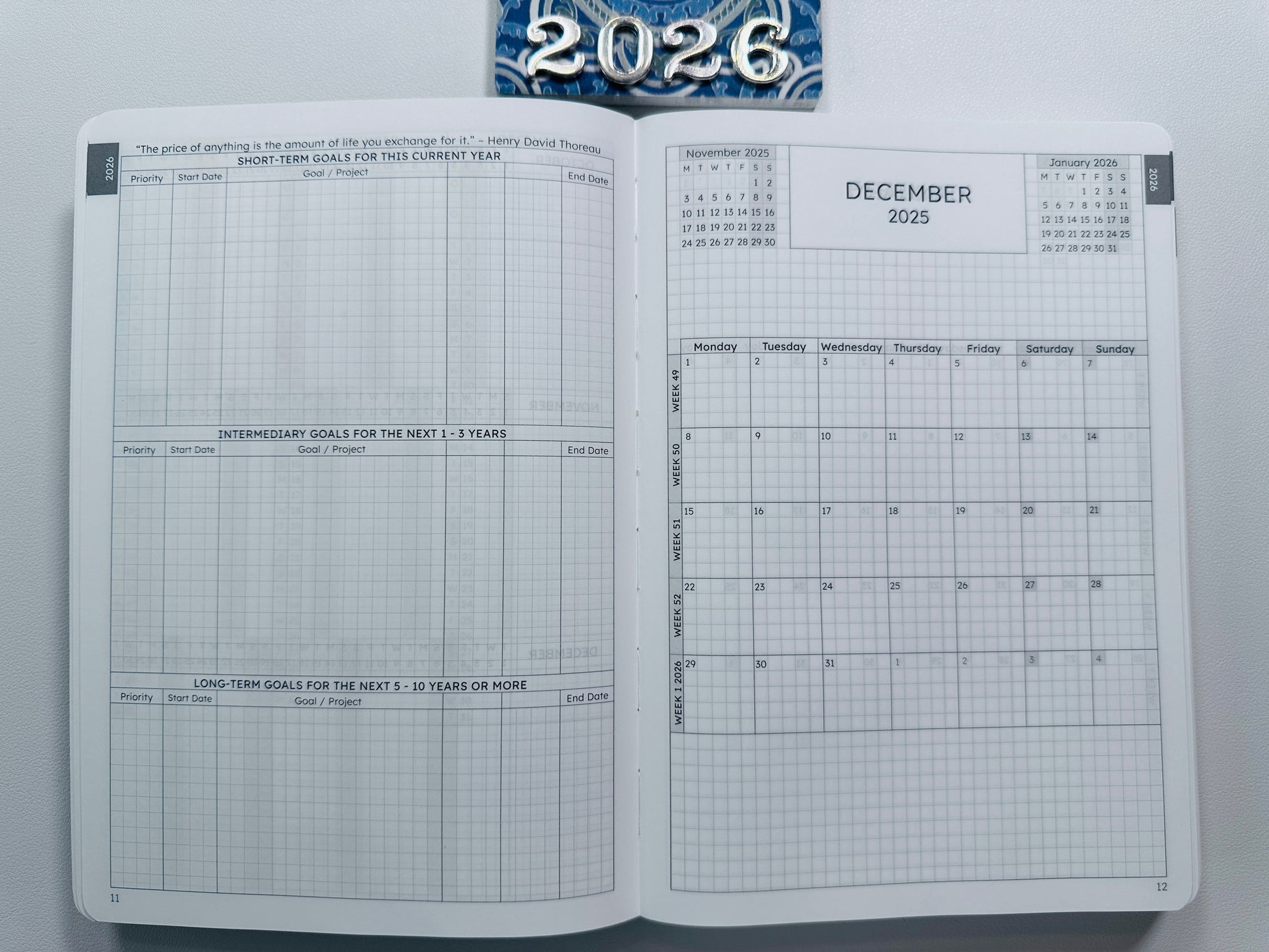 Goal Planning with 13 One Page Monthly Calendars